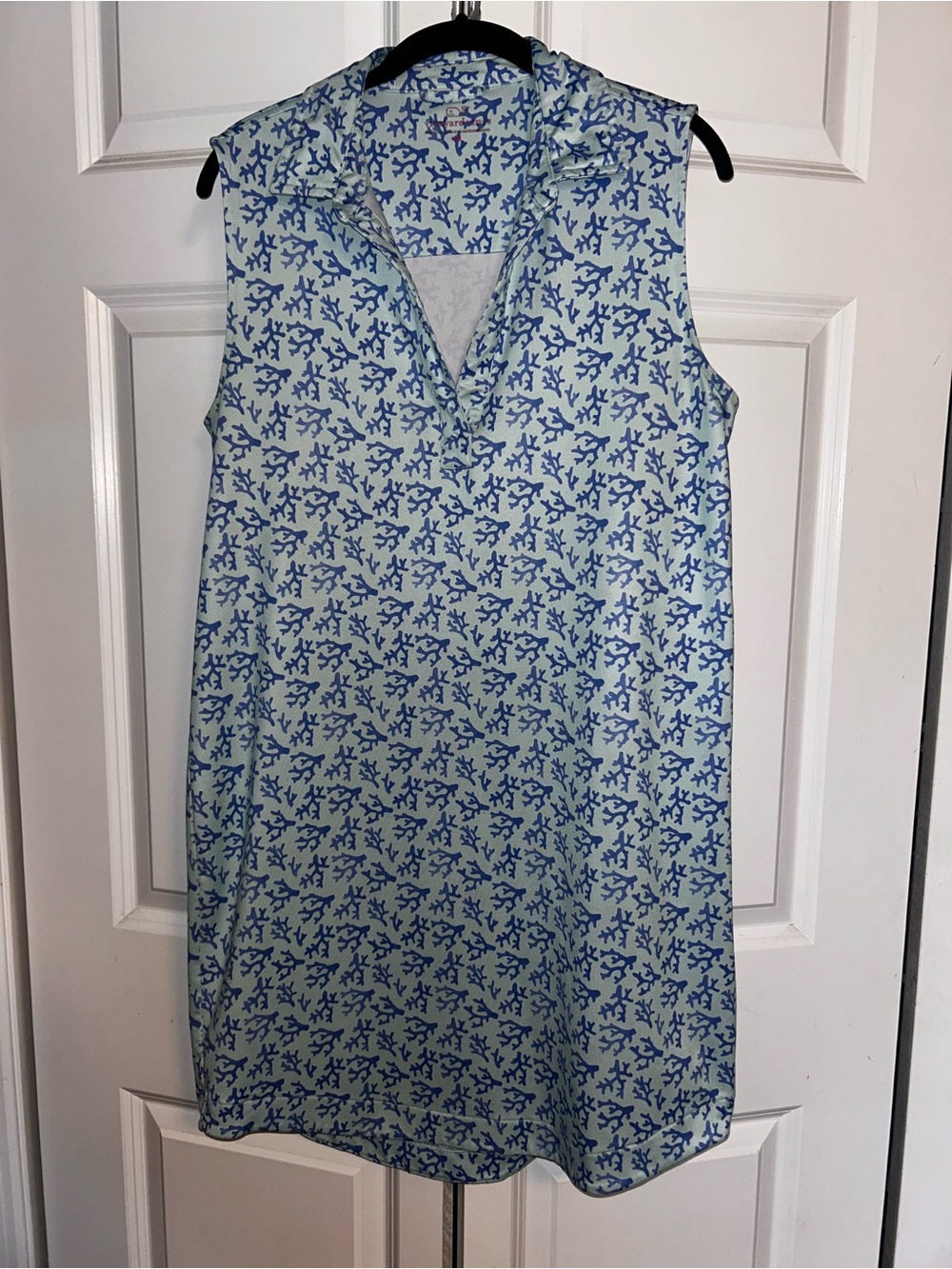Vineyard Vines Light Blue Coral-Print Sleeveless Shift Dress